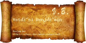 Vetési Benjámin névjegykártya