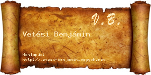 Vetési Benjámin névjegykártya